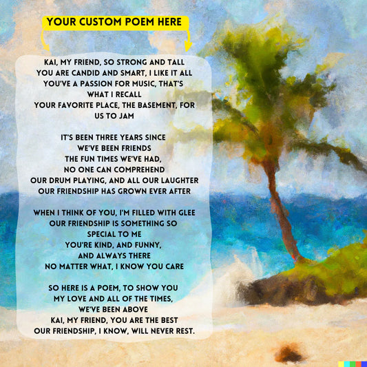 Nature Beach: Your Custom PoemAI with Original Impressionist Art on Canvas