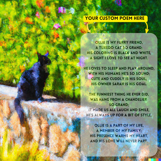 Cat Black: Your Custom PoemAI with Original Impressionist Art on Canvas