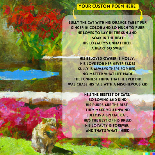 Cat Ginger (Red): Your Custom PoemAI with Original Impressionist Art on Canvas
