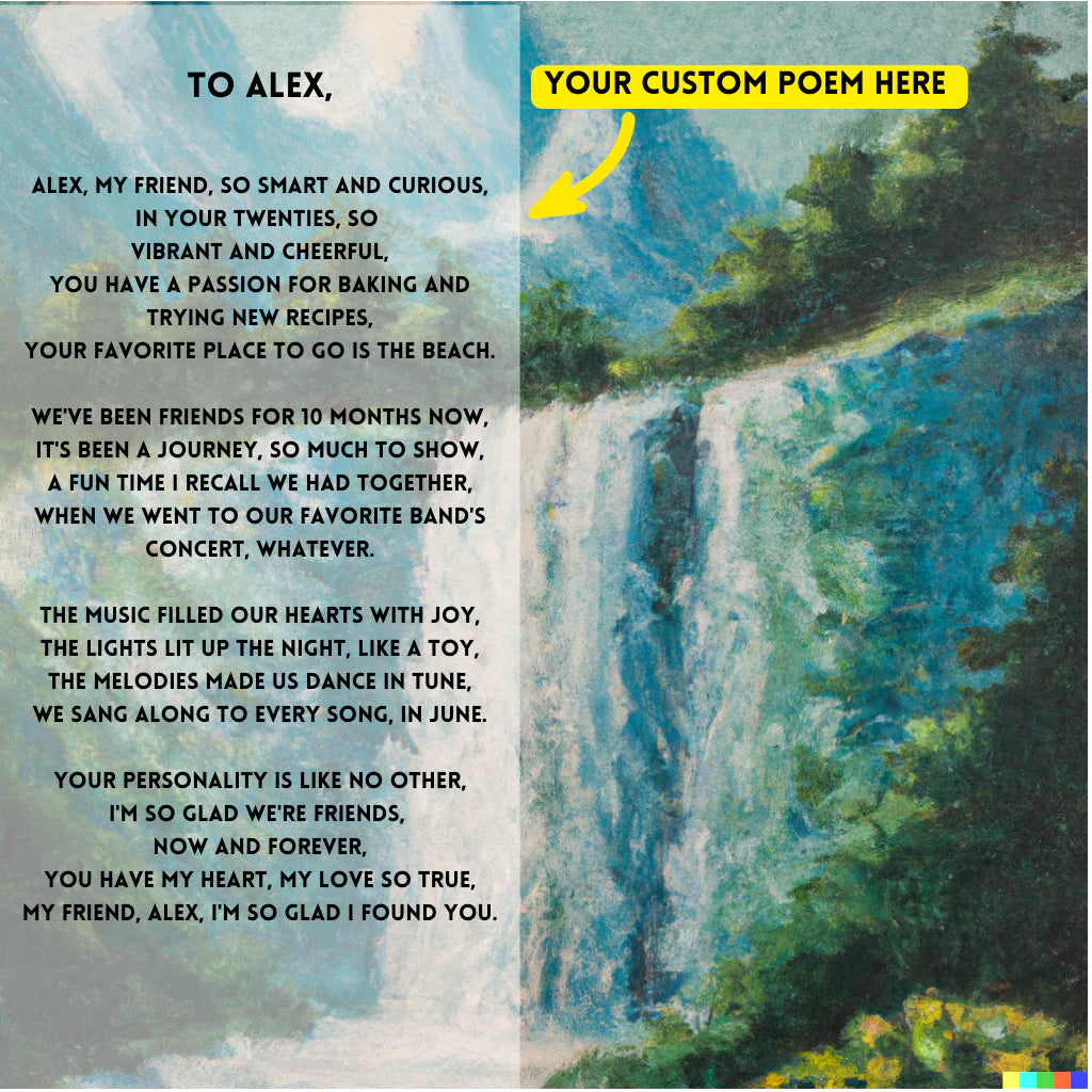 Nature Falls: Your Custom PoemAI with Original Impressionist Art on Canvas