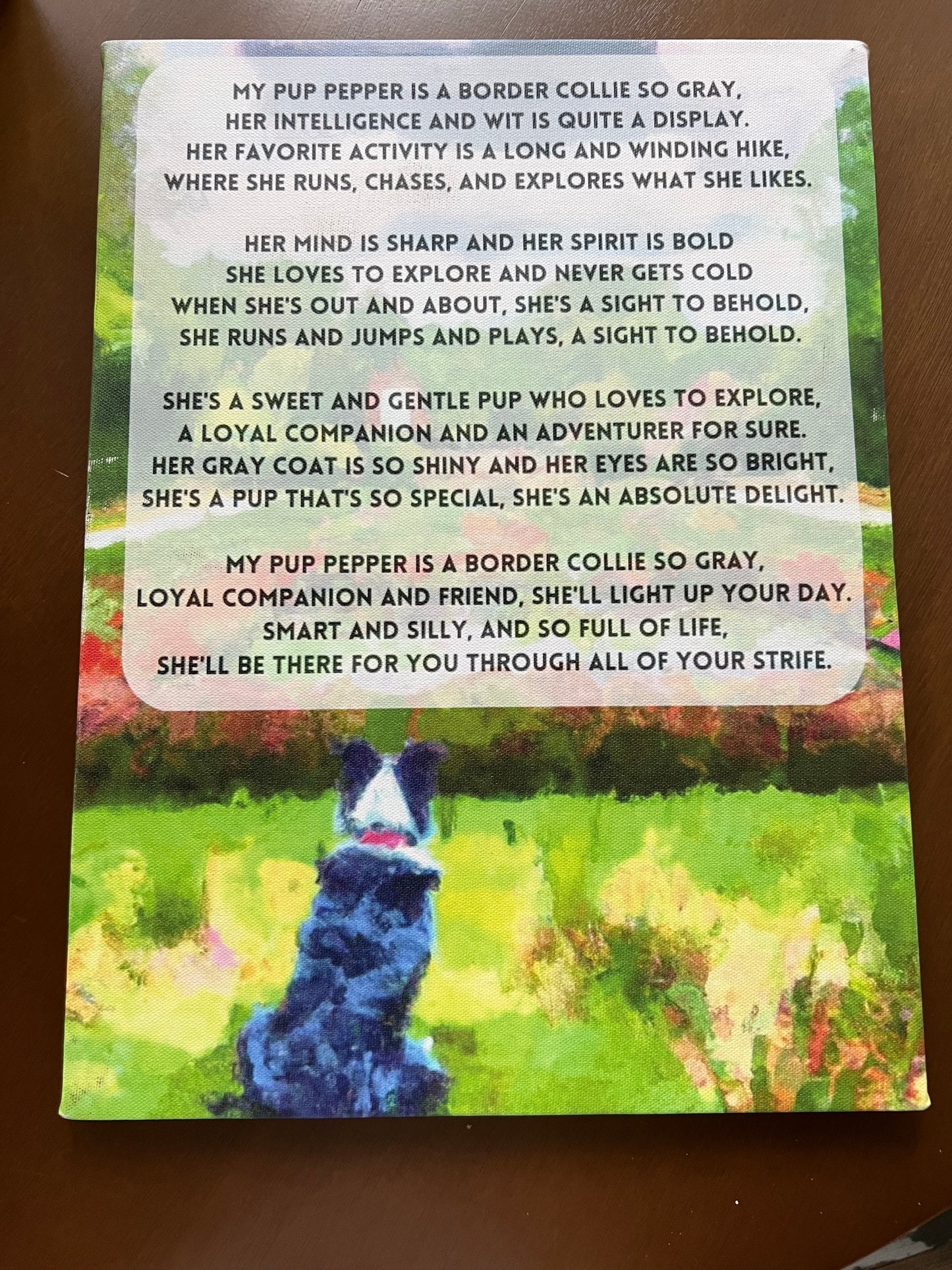 Dog Gray & White: Your Custom PoemAI with Original Impressionist Art on Canvas